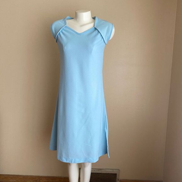 Vintage Young Teen Search Roebuck Pin Dot Sheath Dress Light Blue Size 12T - Picture 1 of 9